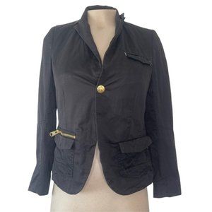 G-STAR Raw Black Cotton Linen Blend 'CL Safari Blazer' Button Front Size 34